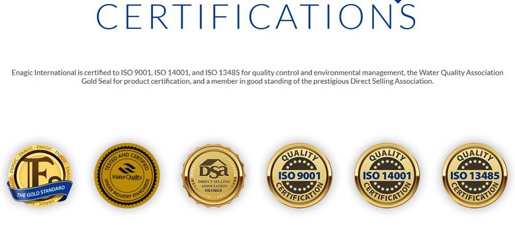 Các chứng nhận uy tín của Kangen SD501 Platinum Các chứng nhận uy tín của Kangen SD501 Platinum