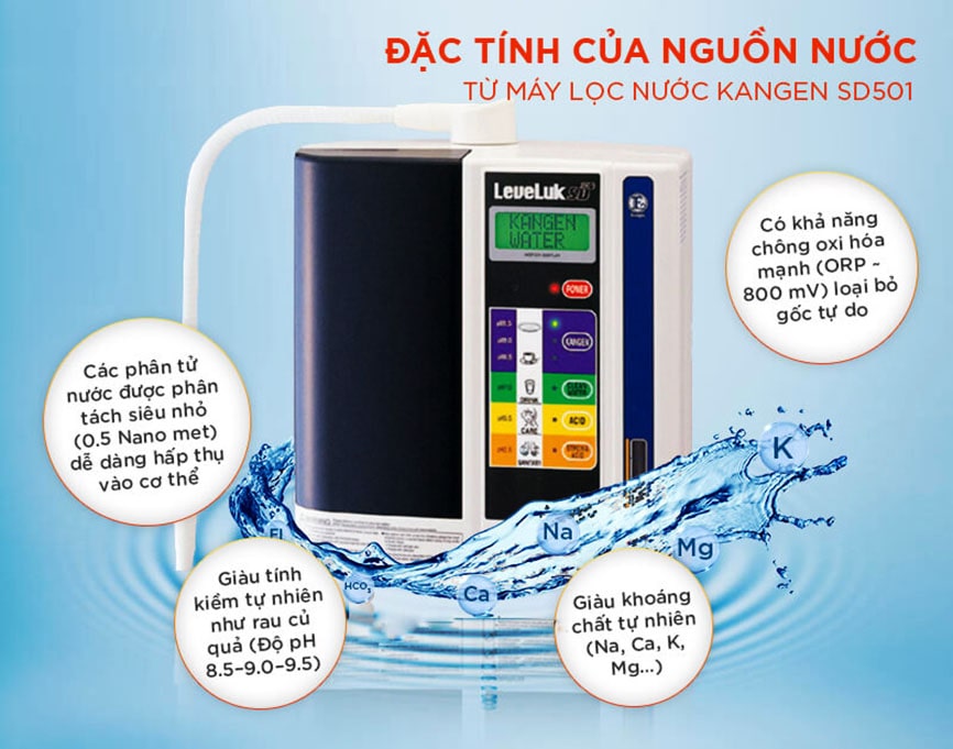 Kangen Leveluk SD501 cũng cung cấp nước kiềm tính rất giàu các khoáng chất Kangen Leveluk SD501 cũng cung cấp nước kiềm tính rất giàu các khoáng chất