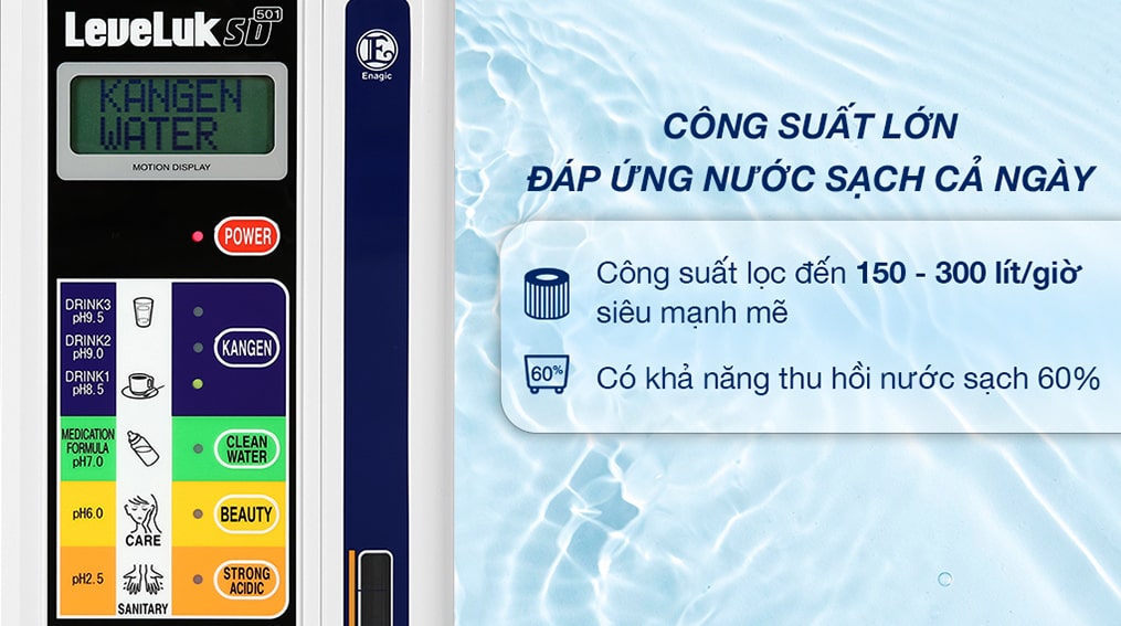 Công suất lọc vượt trội của máy Kangen Leveluk SD501 Công suất lọc vượt trội của máy Kangen Leveluk SD501